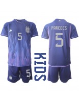 Argentina Leandro Paredes #5 Venkovní dres pro děti MS 2022 Krátký Rukáv (+ trenýrky)
